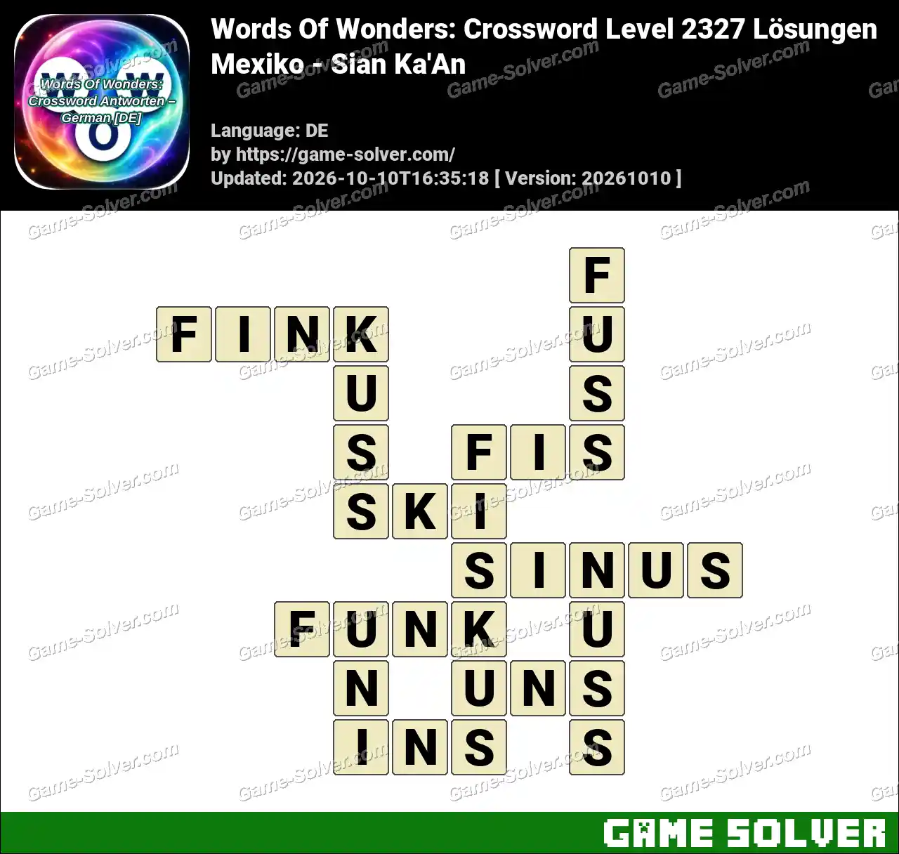 Words Of Wonders: Crossword Level 2327 Lösungen – Mexiko – Sian Ka’An